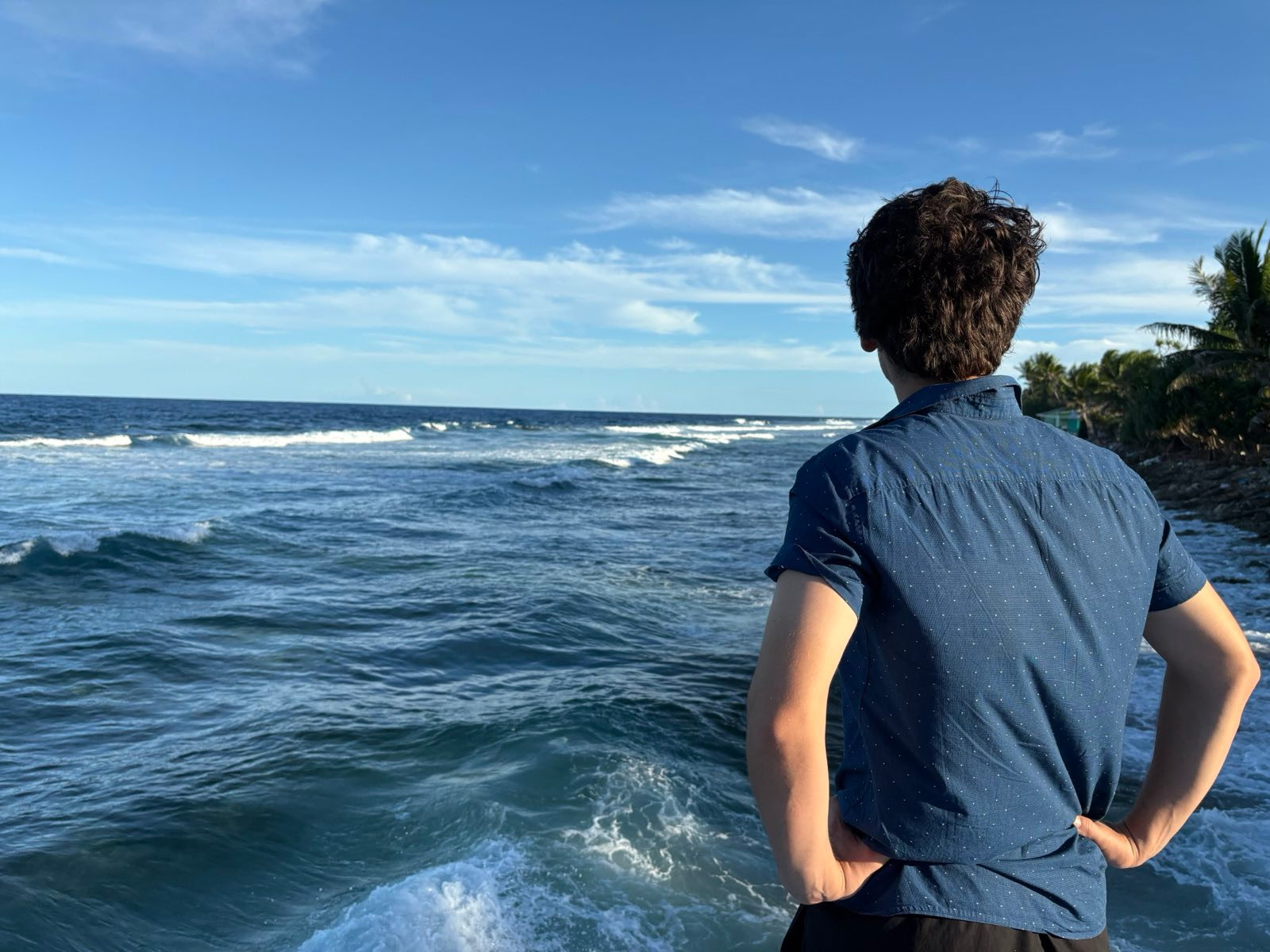 Nick Miller looking out over the ocean in Tuvalu.